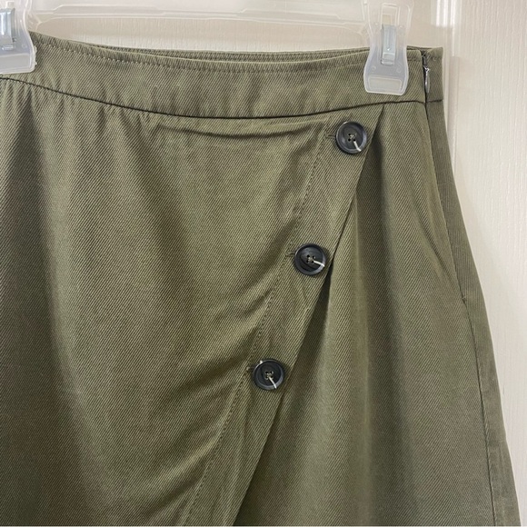 Banana Republic Olive Mini Skirt Asymetrical Button Front Women's 0 - Picture 8 of 12